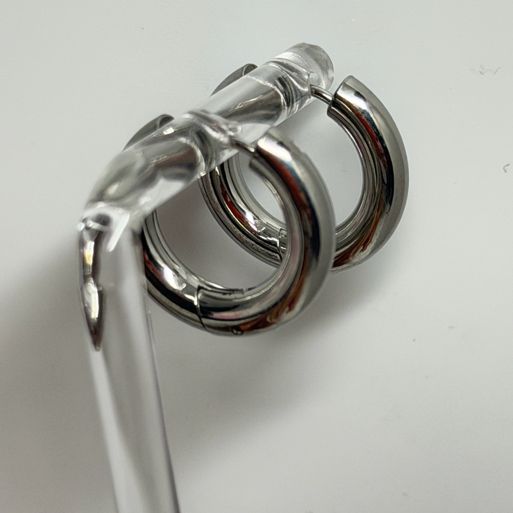 14k Sterling Silver plated Hoop Earrings - Classic Silver Huggies